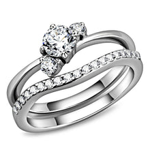 Load image into Gallery viewer, TK3507 - High polished (no plating) Stainless Steel Ring with AAA Grade CZ  in Clear