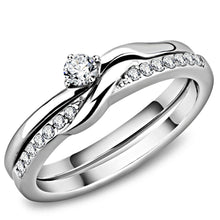 Load image into Gallery viewer, TK3508 - High polished (no plating) Stainless Steel Ring with AAA Grade CZ  in Clear