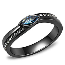 Load image into Gallery viewer, TK3511 - IP Light Black  (IP Gun) Stainless Steel Ring with AAA Grade CZ  in Sea Blue