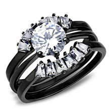 Load image into Gallery viewer, TK3514 - IP Black(Ion Plating) Stainless Steel Ring with AAA Grade CZ  in Clear