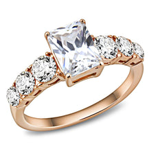 Load image into Gallery viewer, TK3517 - IP Rose Gold(Ion Plating) Stainless Steel Ring with AAA Grade CZ  in Clear