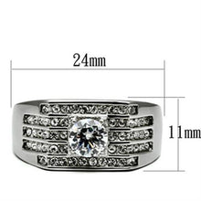 Load image into Gallery viewer, TK351 - High polished (no plating) Stainless Steel Ring with AAA Grade CZ  in Clear