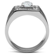 Load image into Gallery viewer, TK351 - High polished (no plating) Stainless Steel Ring with AAA Grade CZ  in Clear