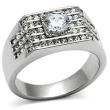 Load image into Gallery viewer, TK351 - High polished (no plating) Stainless Steel Ring with AAA Grade CZ  in Clear