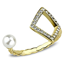 Load image into Gallery viewer, TK3523 - IP Gold(Ion Plating) Stainless Steel Ring with Synthetic Pearl in White