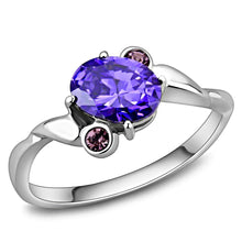 Load image into Gallery viewer, TK3525 - High polished (no plating) Stainless Steel Ring with AAA Grade CZ  in Tanzanite