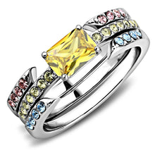 Load image into Gallery viewer, TK3526 - High polished (no plating) Stainless Steel Ring with AAA Grade CZ  in Topaz