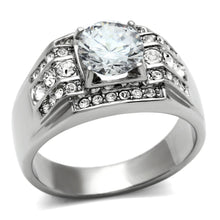 Load image into Gallery viewer, TK352 - High polished (no plating) Stainless Steel Ring with AAA Grade CZ  in Clear