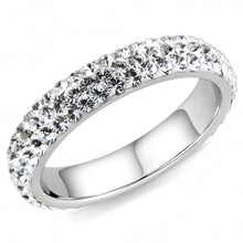 Load image into Gallery viewer, TK3533 - High polished (no plating) Stainless Steel Ring with Top Grade Crystal  in Clear