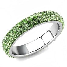 Load image into Gallery viewer, TK3537 - High polished (no plating) Stainless Steel Ring with Top Grade Crystal  in Peridot