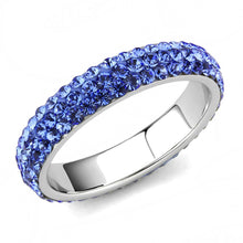 Load image into Gallery viewer, TK3539 - High polished (no plating) Stainless Steel Ring with Top Grade Crystal  in Sapphire