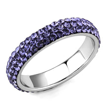 Load image into Gallery viewer, TK3540 - High polished (no plating) Stainless Steel Ring with Top Grade Crystal  in Tanzanite