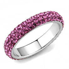 Load image into Gallery viewer, TK3542 - High polished (no plating) Stainless Steel Ring with Top Grade Crystal  in Rose