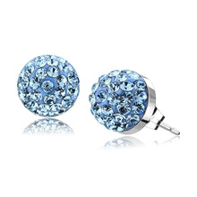 Load image into Gallery viewer, TK3546 - High polished (no plating) Stainless Steel Earrings with Top Grade Crystal  in Sea Blue