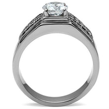 Load image into Gallery viewer, TK354 - High polished (no plating) Stainless Steel Ring with AAA Grade CZ  in Clear