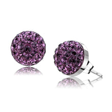 Load image into Gallery viewer, TK3552 - High polished (no plating) Stainless Steel Earrings with Top Grade Crystal  in Amethyst