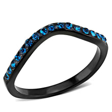 Load image into Gallery viewer, TK3557 - IP Black(Ion Plating) Stainless Steel Ring with Top Grade Crystal  in Blue Zircon