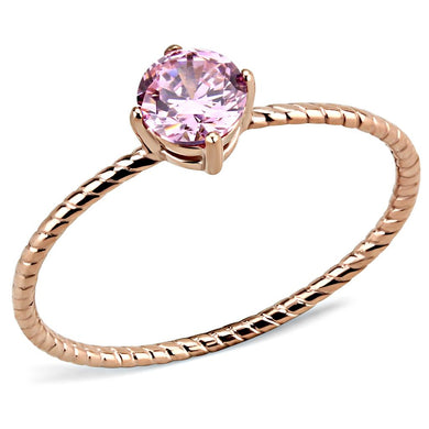 TK3558 - IP Rose Gold(Ion Plating) Stainless Steel Ring with AAA Grade CZ  in Rose