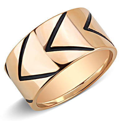 TK3563 - IP Rose Gold(Ion Plating) Stainless Steel Ring with Epoxy  in Jet