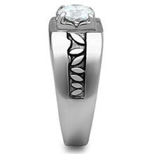 Load image into Gallery viewer, TK356 - High polished (no plating) Stainless Steel Ring with AAA Grade CZ  in Clear