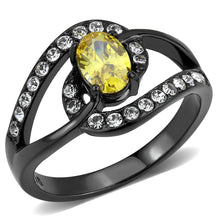 Load image into Gallery viewer, TK3571 - IP Black(Ion Plating) Stainless Steel Ring with AAA Grade CZ  in Topaz