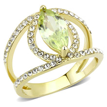 Load image into Gallery viewer, TK3578 - IP Gold(Ion Plating) Stainless Steel Ring with AAA Grade CZ  in Apple Green color