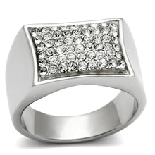 Load image into Gallery viewer, TK357 - High polished (no plating) Stainless Steel Ring with Top Grade Crystal  in Clear