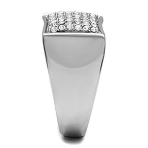 TK357 - High polished (no plating) Stainless Steel Ring with Top Grade Crystal  in Clear