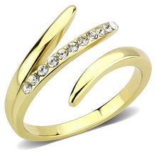 Load image into Gallery viewer, TK3590 - IP Gold(Ion Plating) Stainless Steel Ring with Top Grade Crystal  in Clear