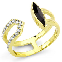 Load image into Gallery viewer, TK3591 - IP Gold(Ion Plating) Stainless Steel Ring with Top Grade Crystal  in Jet