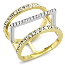 Load image into Gallery viewer, TK3593 - Two-Tone IP Gold (Ion Plating) Stainless Steel Ring with Top Grade Crystal  in Clear