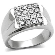 Load image into Gallery viewer, TK359 - High polished (no plating) Stainless Steel Ring with Top Grade Crystal  in Clear