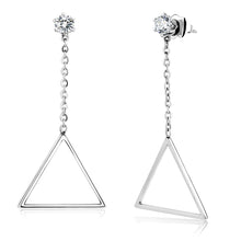 Load image into Gallery viewer, TK3601 - High polished (no plating) Stainless Steel Earrings with AAA Grade CZ  in Clear