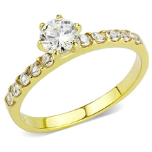 Load image into Gallery viewer, TK3605 - IP Gold(Ion Plating) Stainless Steel Ring with AAA Grade CZ  in Clear