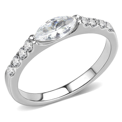 TK3607 - No Plating Stainless Steel Ring with AAA Grade CZ  in Clear