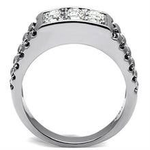 Load image into Gallery viewer, TK360 - High polished (no plating) Stainless Steel Ring with Top Grade Crystal  in Clear