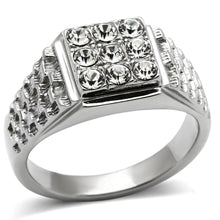 Load image into Gallery viewer, TK361 - High polished (no plating) Stainless Steel Ring with Top Grade Crystal  in Clear