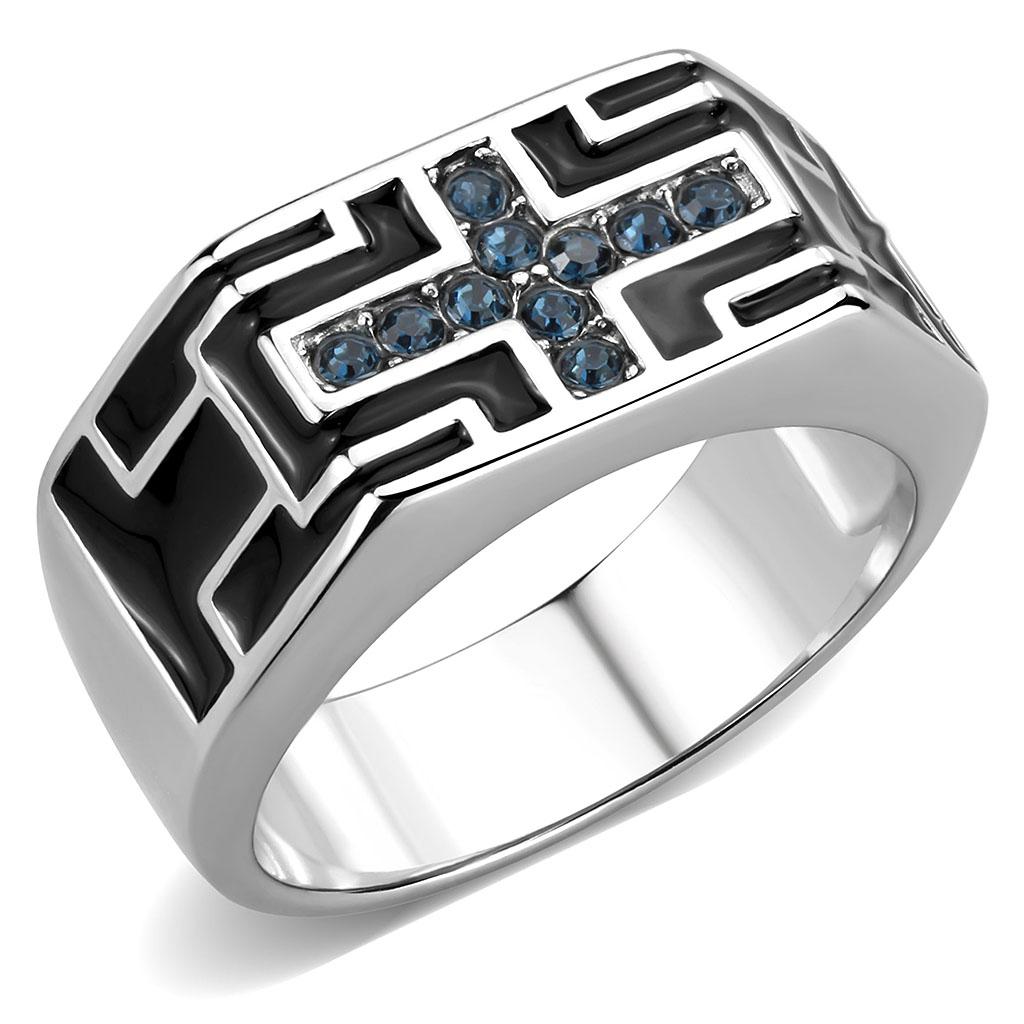 TK3623 - High polished (no plating) Stainless Steel Ring with Top Grade Crystal  in Montana