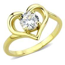 Load image into Gallery viewer, TK3628 - IP Gold(Ion Plating) Stainless Steel Ring with AAA Grade CZ  in Clear