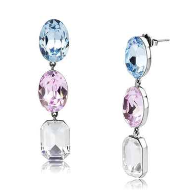 TK3644 - High polished (no plating) Stainless Steel Earrings with Top Grade Crystal  in Multi Color