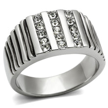 Load image into Gallery viewer, TK364 - High polished (no plating) Stainless Steel Ring with Top Grade Crystal  in Clear