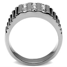 Load image into Gallery viewer, TK364 - High polished (no plating) Stainless Steel Ring with Top Grade Crystal  in Clear