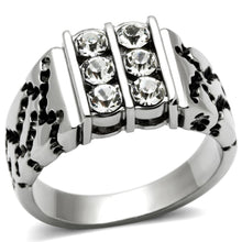 Load image into Gallery viewer, TK365 - High polished (no plating) Stainless Steel Ring with Top Grade Crystal  in Clear