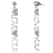 Load image into Gallery viewer, TK3665 - High polished (no plating) Stainless Steel Earrings with AAA Grade CZ  in Clear