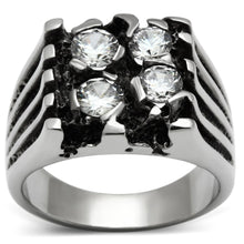 Load image into Gallery viewer, TK366 - High polished (no plating) Stainless Steel Ring with AAA Grade CZ  in Clear