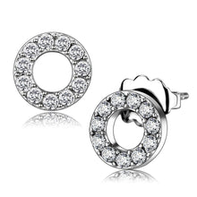 Load image into Gallery viewer, TK3679 - High polished (no plating) Stainless Steel Earrings with AAA Grade CZ  in Clear