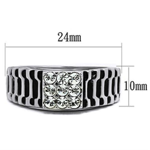 TK368 - High polished (no plating) Stainless Steel Ring with Top Grade Crystal  in Clear