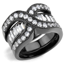 Load image into Gallery viewer, TK3694 - IP Black(Ion Plating) Stainless Steel Ring with AAA Grade CZ  in Clear