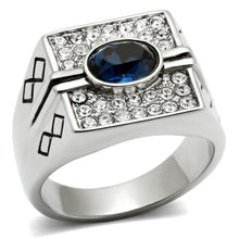 Load image into Gallery viewer, TK369 - High polished (no plating) Stainless Steel Ring with Top Grade Crystal  in Montana