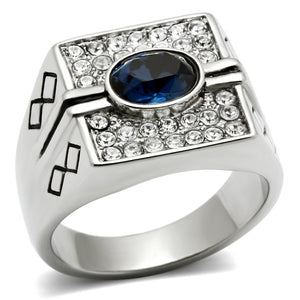 TK369 - High polished (no plating) Stainless Steel Ring with Top Grade Crystal  in Montana